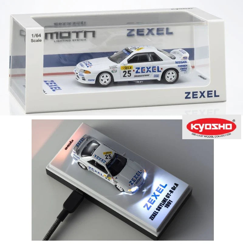 KYOSHO 1/64 ZEXEL SKYLINE GT-R(R32) #25 with LED (Compatible with MOTN Base) 07012LE