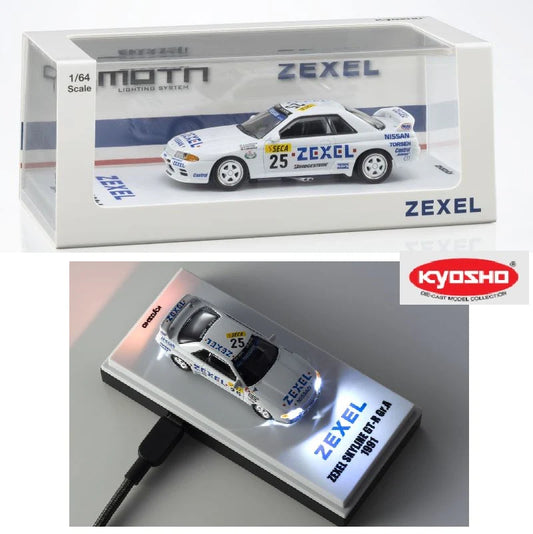 KYOSHO 1/64 ZEXEL SKYLINE GT-R(R32) #25 with LED (Compatible with MOTN Base) 07012LE